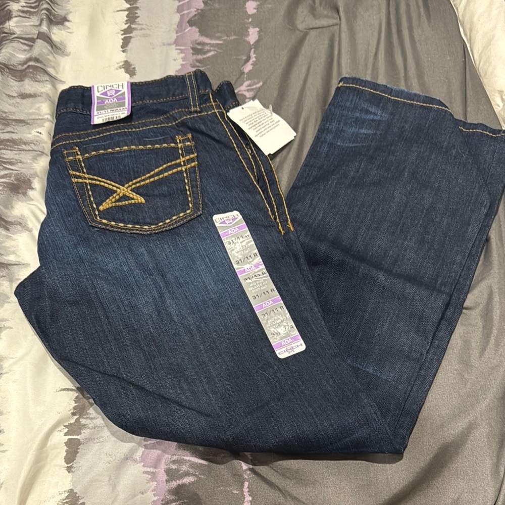 Cinch Blue Boot Cut Jeans with Contrast Stitching